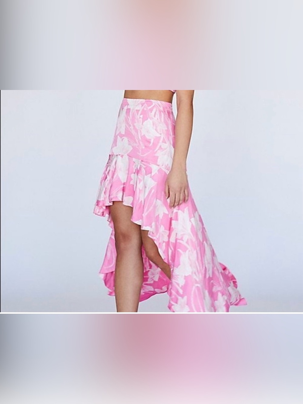 Free People aurora printed Pink and White Floral Maxi Skirt size 6